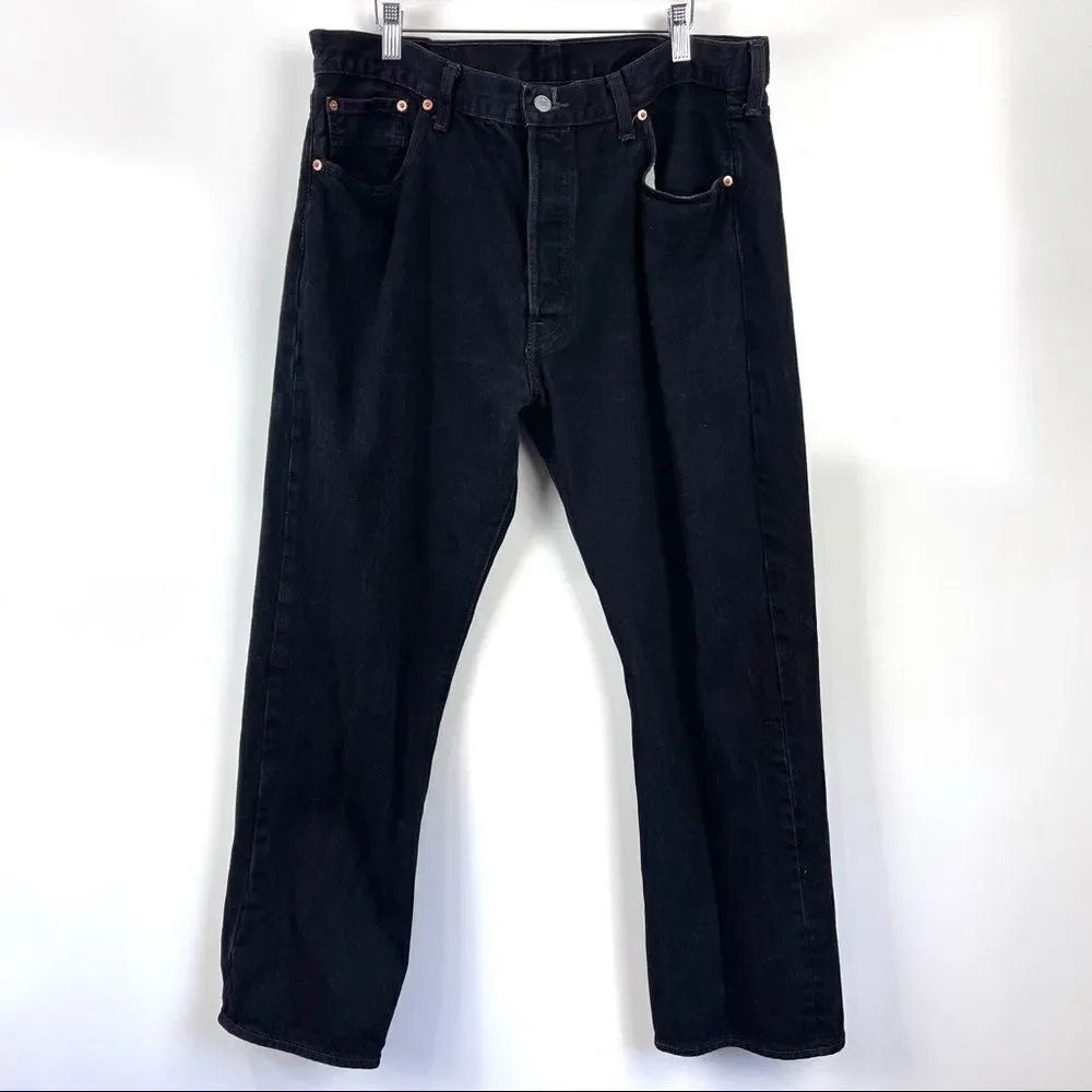 Levi's Classic 501 Straight Leg Jeans Black Button Fly Men's Size 40x30
